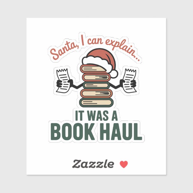 Adesivo Santa I Can Explain Book Haul Holiday Humor (Folha)