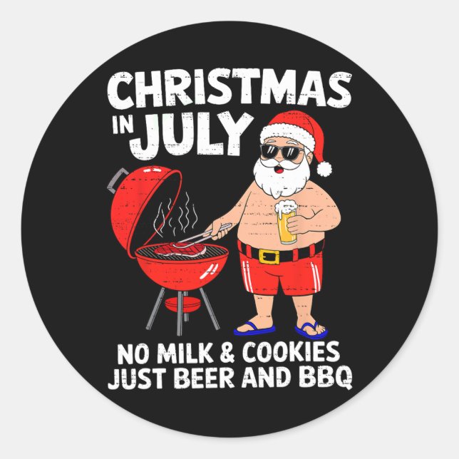 Adesivo Santa No Milk Cookies Just Bbq Funny Christmas In  (Frente)