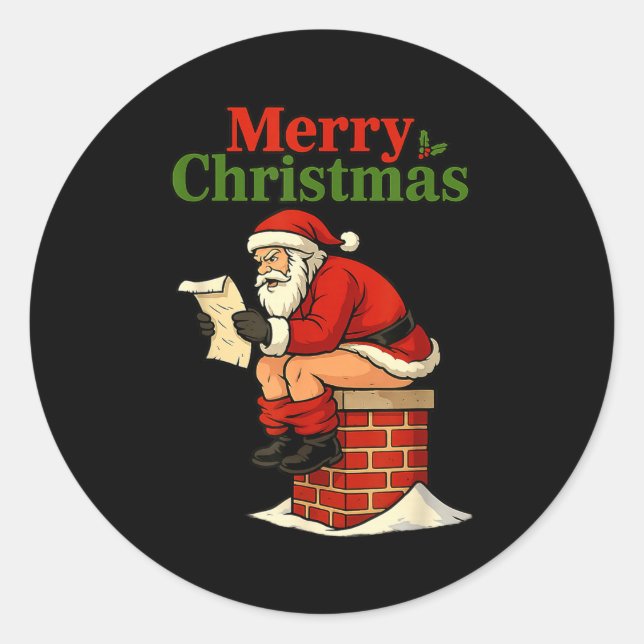 Adesivo Santa Ong Down Chimney Shirt Funny Naughty Xmas Sa (Frente)