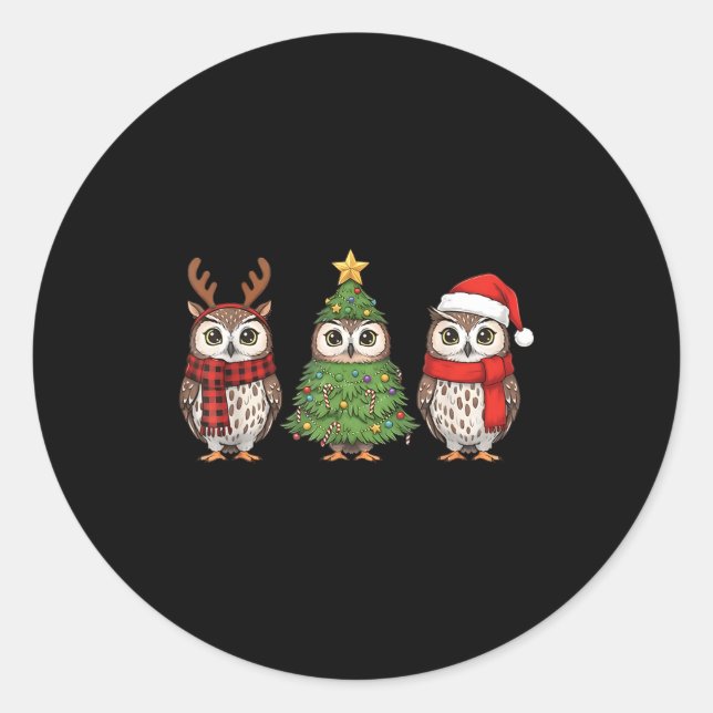 Adesivo Santa Owl Christmas Tree Owl Lover Animal Xmas Paj (Frente)