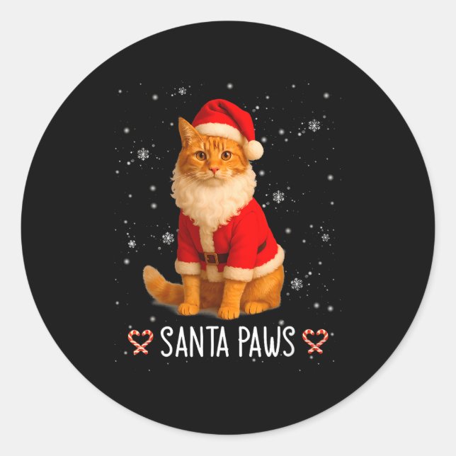 Adesivo Santa Paws Funny Orange Tabby Cat Christmas Holida (Frente)
