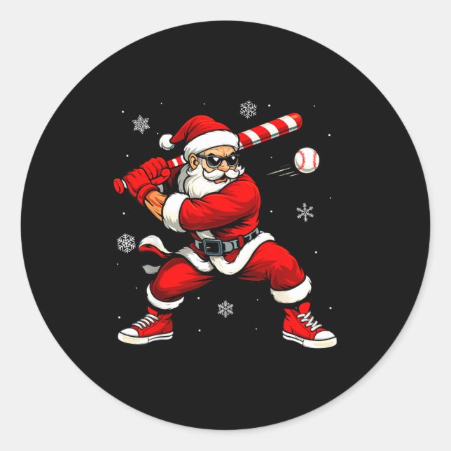 Adesivo Santa Playing Baseball Xmas Funny Christmas Baseba (Frente)