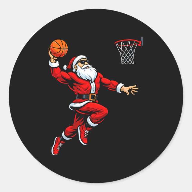 Adesivo Santa Playing Basketball Xmas Funny Christmas Bask (Frente)