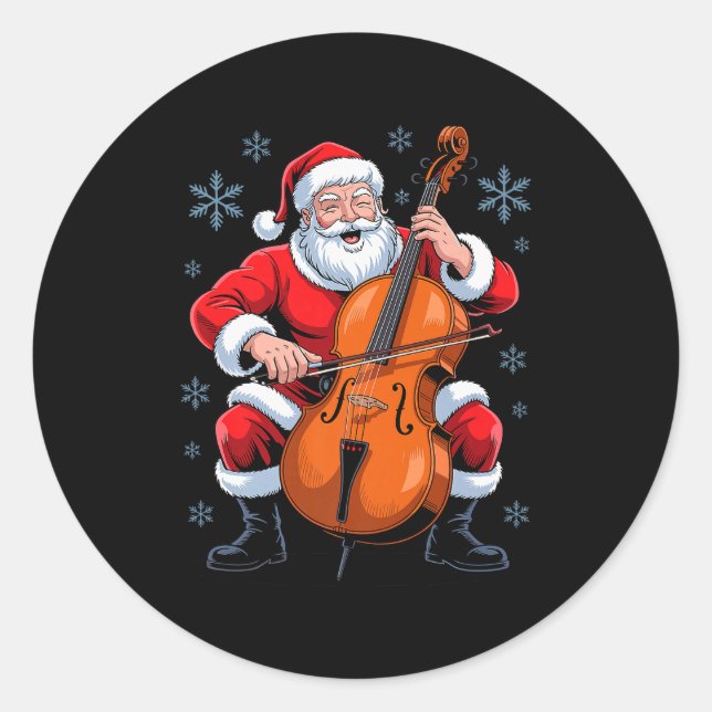Adesivo Santa Playing Cello Funny Holiday Chrismas Xmas Pa (Frente)