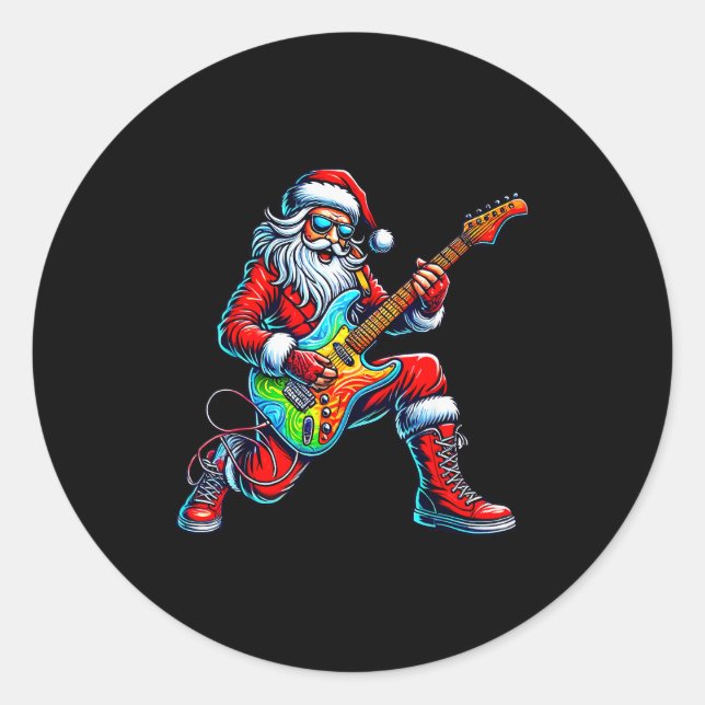 Adesivo Santa Playing Guitar Musician Guitarist Christmas  (Frente)