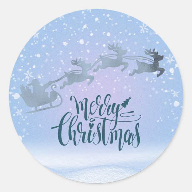 Adesivo Santa & Reindeer Merry Christmas Winter Wonderland (Frente)
