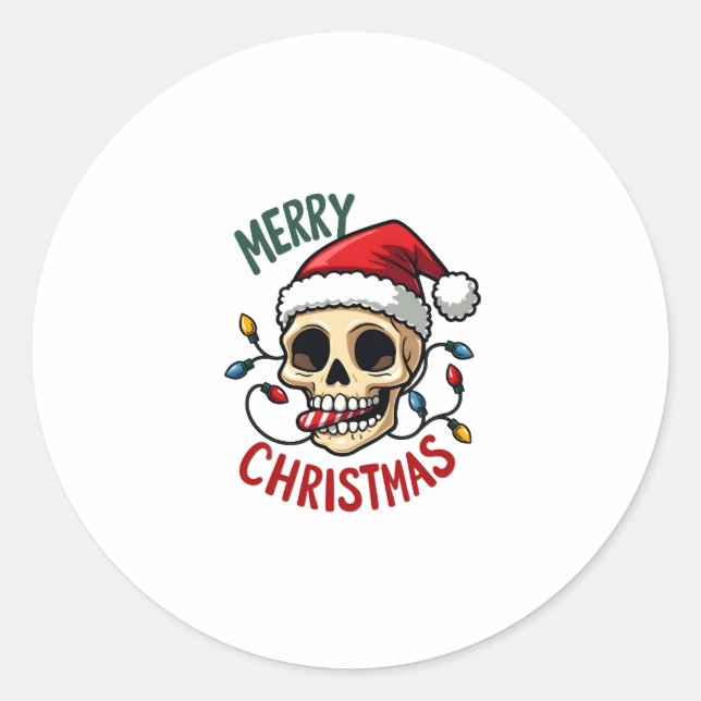 Adesivo Santa Skull Hat Merry Christmas Family Matching Bo (Frente)