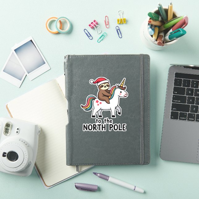Adesivo Santa Sloth Riding Unicorn Funny Girl Christmas T- (Capa para iPad)