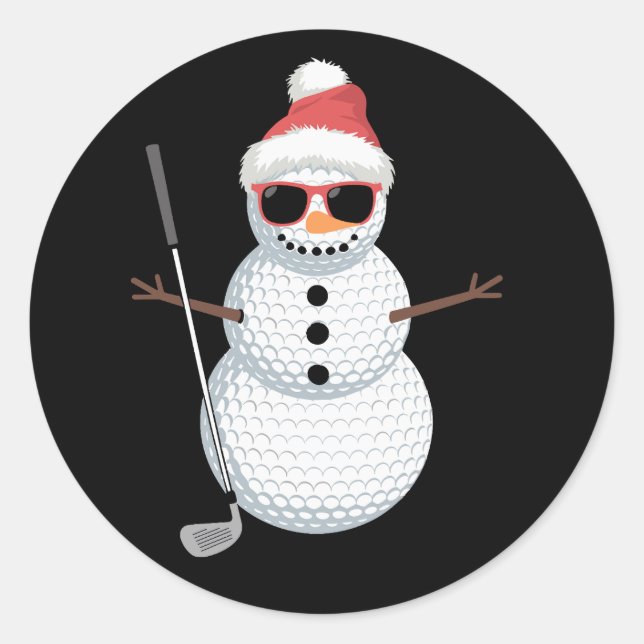Adesivo Santa Snowman Golf Ball Christmas Golfer Gift  (Frente)