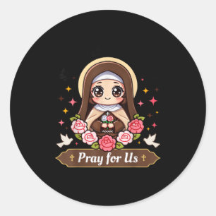 Adesivo Santa Teresa de Lisieux Reze Por Nós Rosas Católic