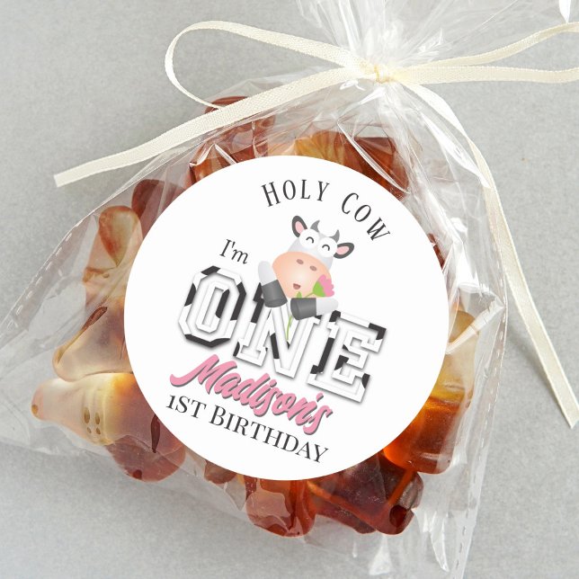 Adesivo Santa vaca, eu sou uma primeiro aniversario (Criador carregado)