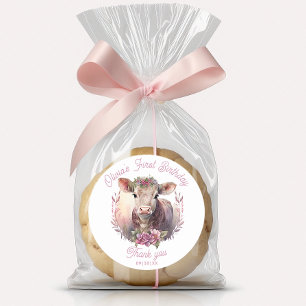 Adesivo Santa Vaca Primeiro Aniversário Obrigado Sticker