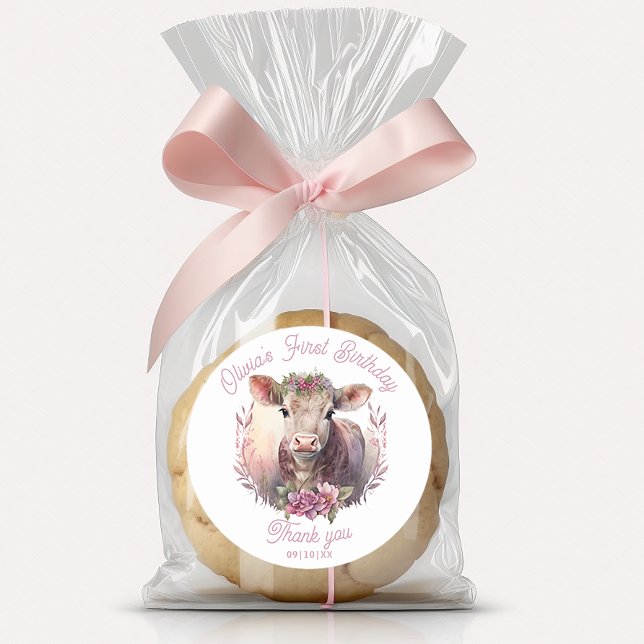 Adesivo Santa Vaca Primeiro Aniversário Obrigado Sticker (Criador carregado)