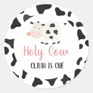 Adesivo Santa Vaca Rosa Daisy Impressão de Vaca Aniversá