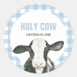 Adesivo Santa vaca, sou um aniversário de Xadrez azul