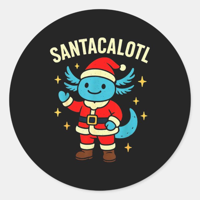 Adesivo Santacalotl Santa Claus Cute Blue Axolotl New Year (Frente)
