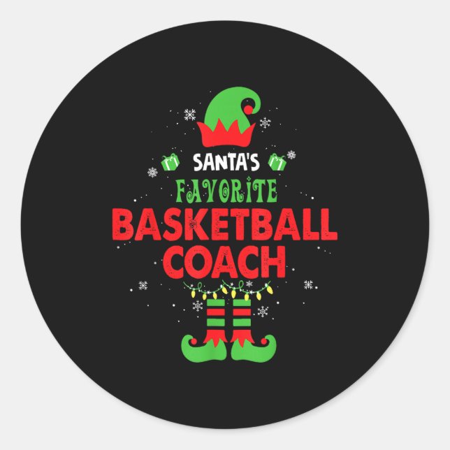 Adesivo Santa's Favorite Basketball Coach Funny Elf Family (Frente)