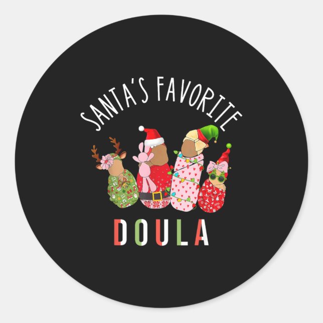Adesivo Santa's Favorite Doula Nurse Christmas Stpartum Mi (Frente)
