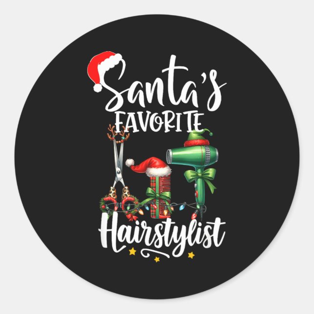 Adesivo Santa's Favorite Hair Stylist Christmas Hairdresse (Frente)