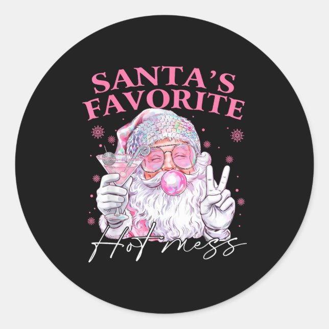 Adesivo Santa's Favorite Hot Mess Funny Christmas  (Frente)
