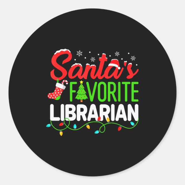 Adesivo Santa's Favorite Librarian Christmas Library Book  (Frente)