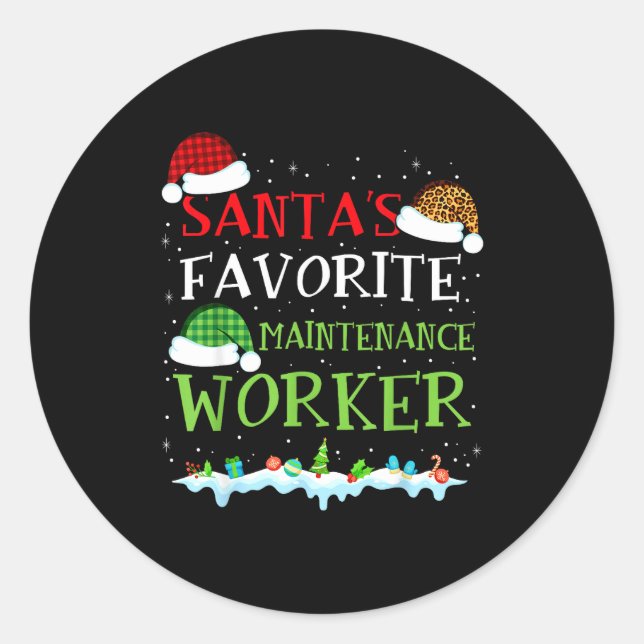 Adesivo Santa's Favorite Maintenance Worker Fun Christmas  (Frente)