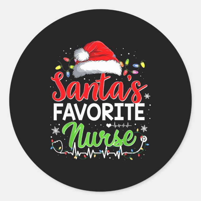 Adesivo Santa's Favorite Nurse Funny Christmas Nurse Xmas  (Frente)