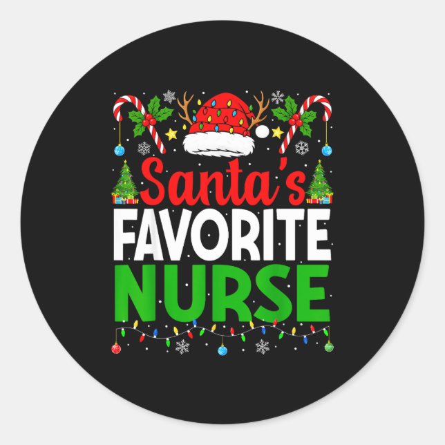 Adesivo Santas Favorite Nurse Rn Christmas Nursing Christm (Frente)
