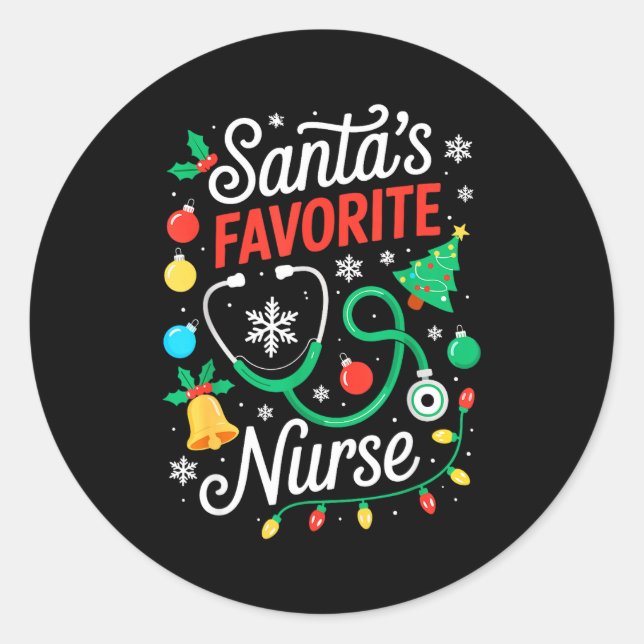 Adesivo Santa's Favorite Nurse Shirt Men Women Funny Chris (Frente)