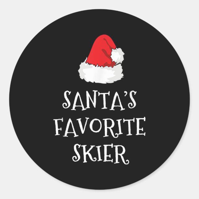 Adesivo Santas Favorite Skier Christmas Hat Funny Xmas Ski (Frente)