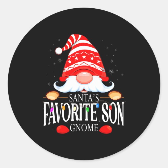 Adesivo Santas Favorite Son Gnome Matching Christmas Paja  (Frente)