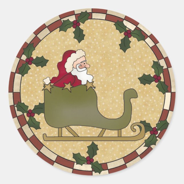 Adesivo Santas Sleigh Round Stickers (Frente)