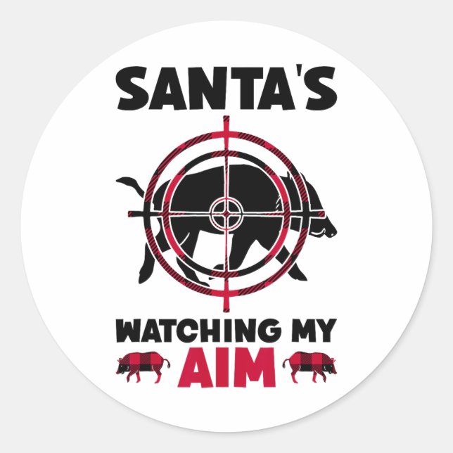 Adesivo Santa's Watching My Aim - Boar Hog Hunting  (Frente)