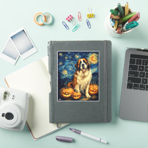 Adesivo Santo Bernard Cute Dog Halloween Jack O Lanterna P