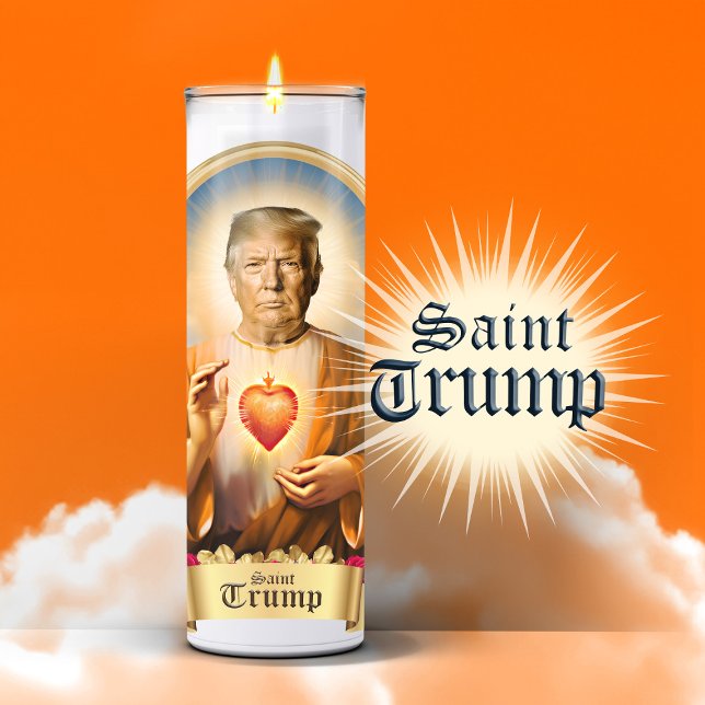 Adesivo Santo Engraçado Vela de Oração (Saint Donald Trump Devotional Prayer Candle Sticker Label)