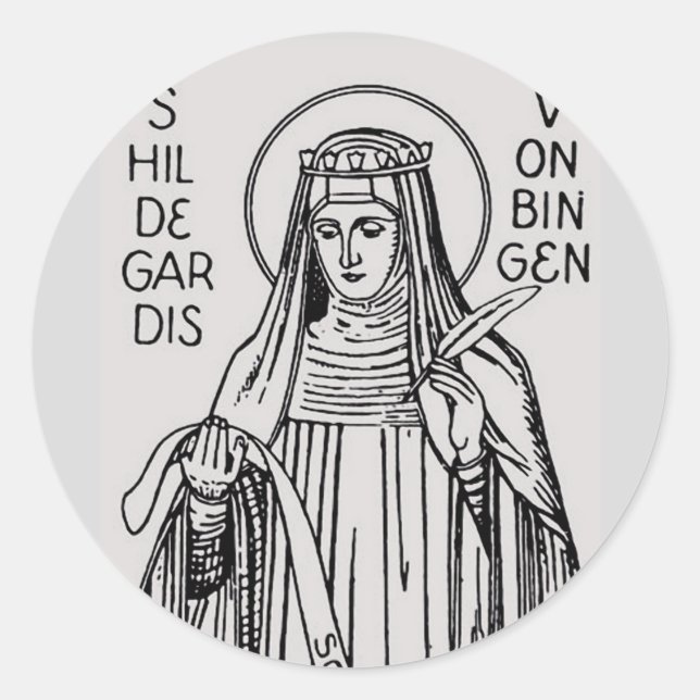Adesivo Santo Hildegard da abadia beneditina de Bingen (Frente)