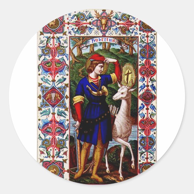 Adesivo Santo Huberto de Liege com o cervo  (Frente)