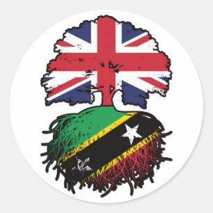 Adesivo Santo Kittitian UK Tree Roots Flag