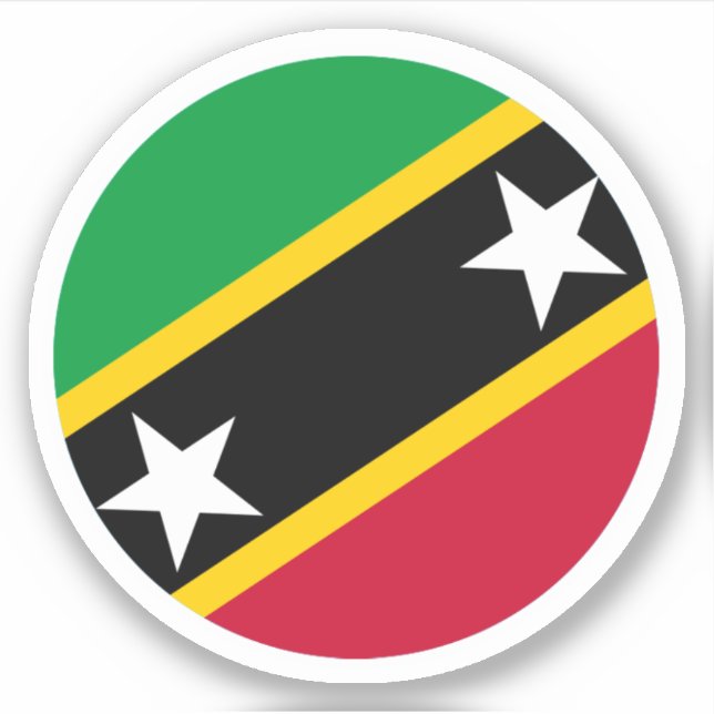 Adesivo Santo Kitts e Nevis Flag Round Sticker (Frente)