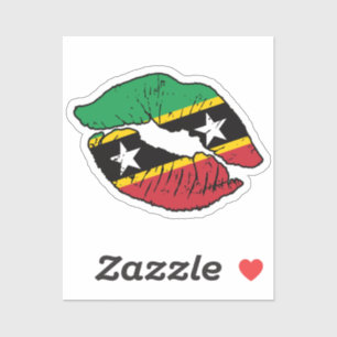 Adesivo Santo Kitts e Nevis Kittitian Lipstick Love Flag