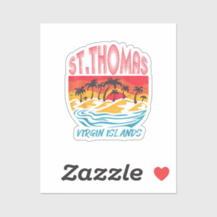Adesivo Santo Thomas Virgin Islands Surfing Beach Ocean Va