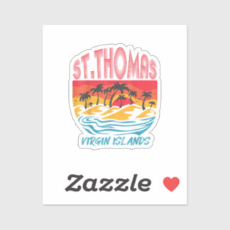 Adesivo Santo Thomas Virgin Islands Surfing Beach Ocean Va