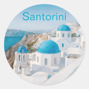 Adesivo Santorini, Grécia, com icônicas cúpulas azuis