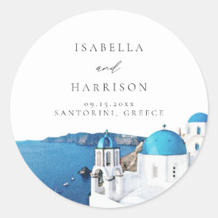 Adesivo SANTORINI GRÉCIA Destino da Silhueta em Aquarela