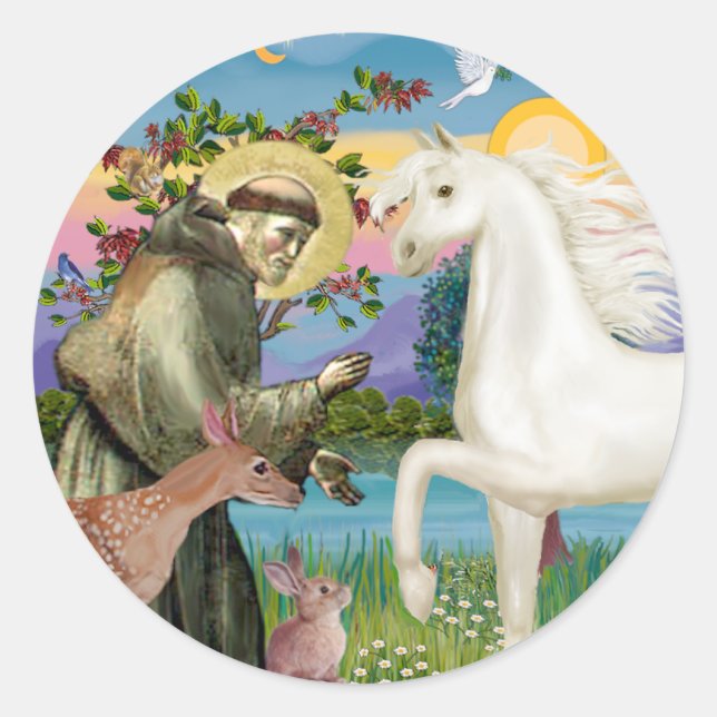 Adesivo São Francisco - Cavalo Árabe Branco (Frente)