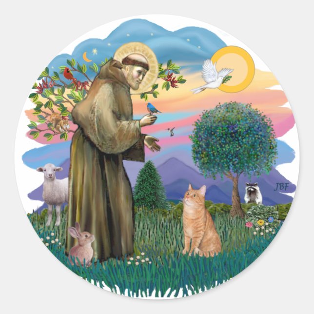 Adesivo São Francisco (ff) - gato laranja tabby (Frente)