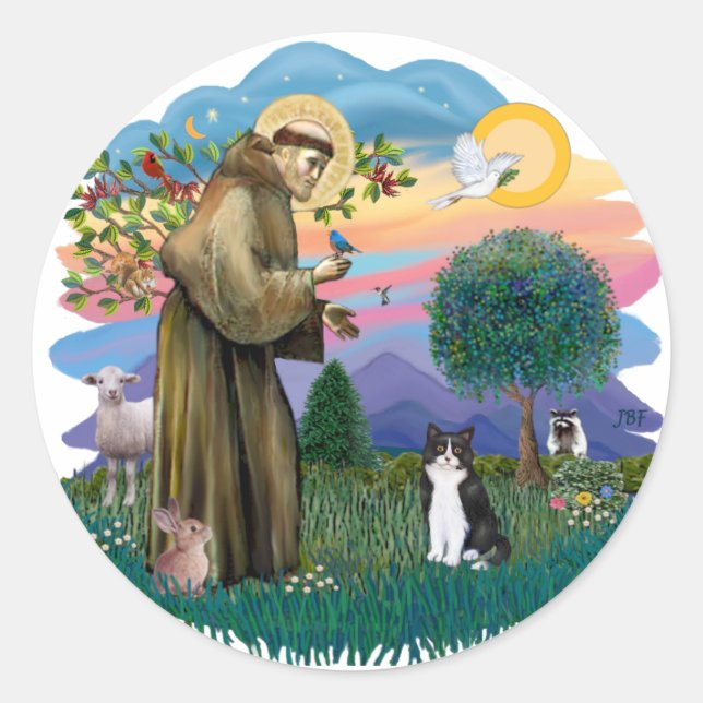 Adesivo São Francisco (ff) - Gato preto e branco (Frente)