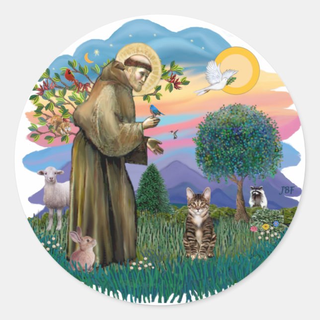 Adesivo São Francisco (ff) - gato tabby tigre (Frente)