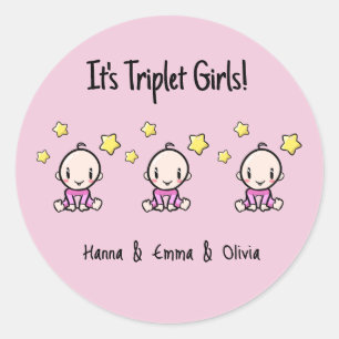 Adesivo São garotas Triplet, bebês tripletos personalizado