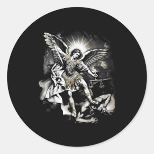 Adesivo São Miguel Derrotando Satanás Arcanjo Guerreiro